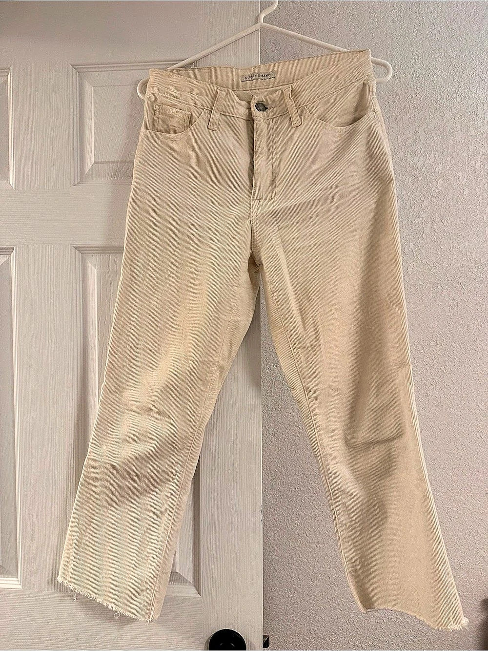 Lucky Brand Crop Mini Boot Bridgette Straight Leg Beige Waist 27